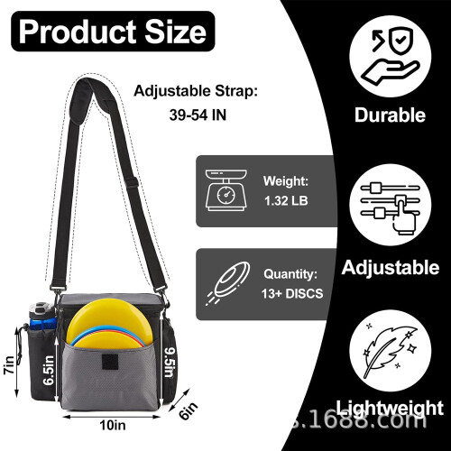 Disc Golf Bag for 13+ Discs, Water Bottle Holder 2