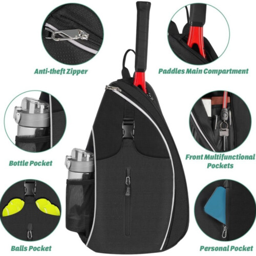 Borsa da tennis e badminton impermeabile - Una tracolla Black 1