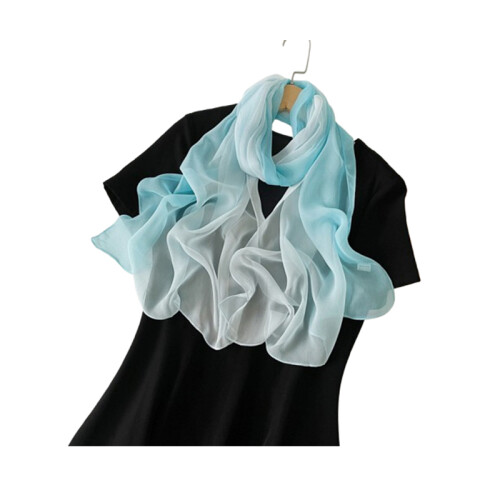 Șal strălucitor: Eșarfă elegantă din șifon cu perlă LightBlue