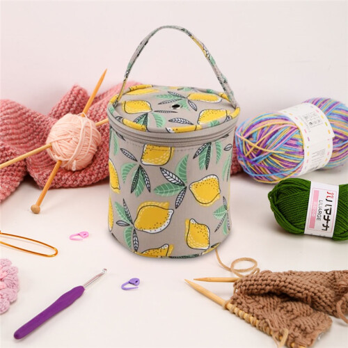 Wool Yarn Storage Bag, Zipper Craft Organizer with Handle Strap For Knitting Wool Sewing Needles 2