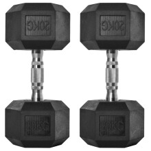 2x20kg Rubber Hex Dumbbells – Home Gym Weights