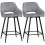 (Grey, Metal) 2-Pack Grey Velvet Bar Stools, Counter Height 1