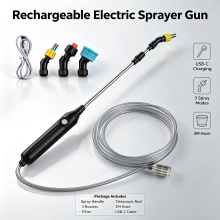 Cordless Electric Automatic Sprayer USB-C Rechargeable with 3 Nozzles 3M Hose Telescopic Rod for Garden Watering Cleaning