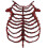 (Red) Halloween Hollow Skull Breastbone Skeleton Frame, Bone‑Shaped Cosplay Costume Accessory 1