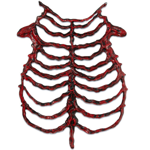 (Red) Halloween Hollow Skull Breastbone Skeleton Frame, Bone‑Shaped Cosplay Costume Accessory