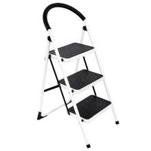 (3 Step White) Futura Step Ladder Premium Folding Step Stool Heavy Duty 150Kg Capacity