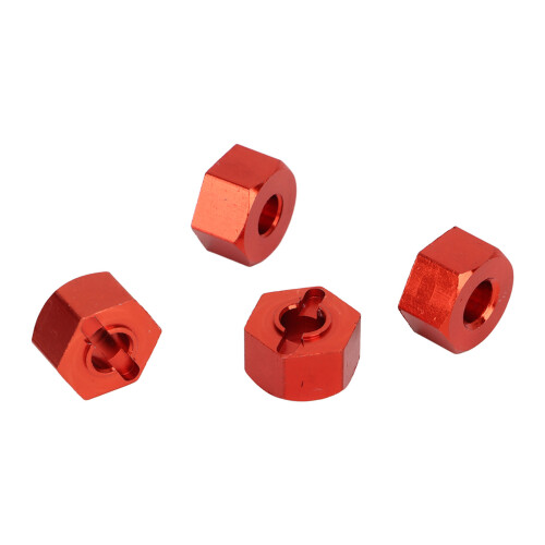 Alu Radadapter 12mm für RC Auto in Rot mit