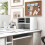 Three-Compartment Printer Cabinet, with Wheels - White 4