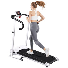 Folding Treadmill with Incline, Walking Pad Treadmill for Home, 1-10km/h Under Desk Running Machine with LCD Display and Wheels, No Assembly, White