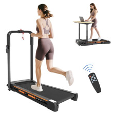 Folding Motorised Home Treadmill Walking Machine with LCD Monitor, Black