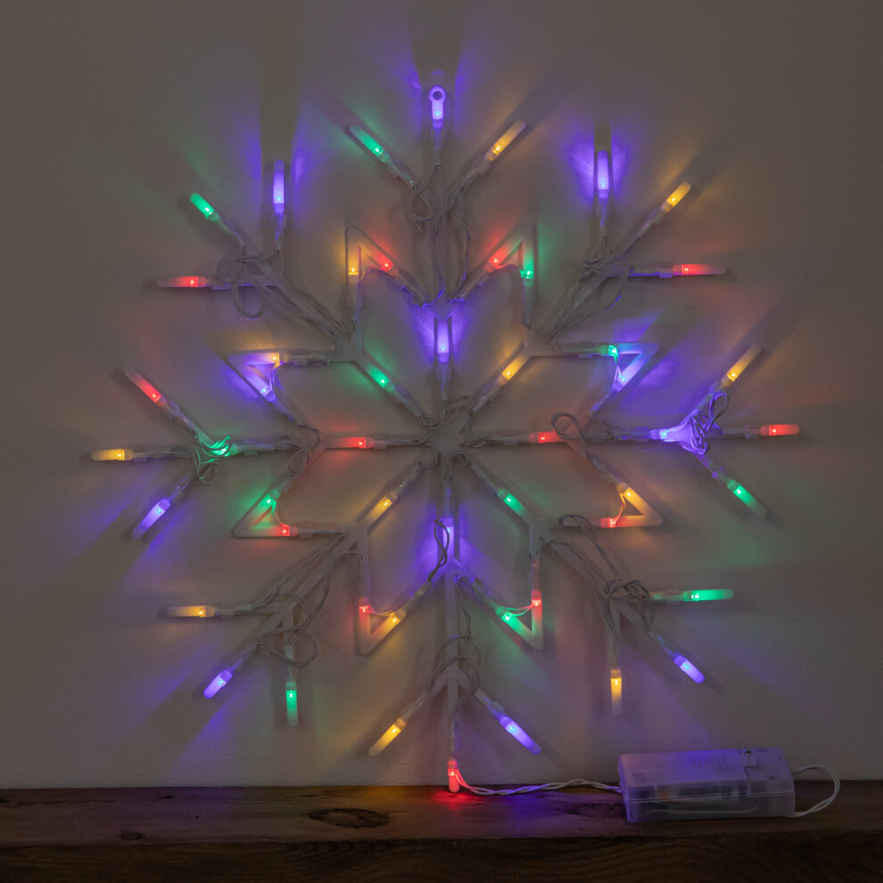 Samuel Alexander 34Cm Battery Operated Light Up Christmas Snowflake With Multi-Coloured Leds - White - Image 5