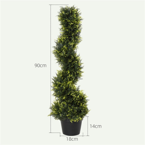 90cm Spiral Topiary Trees Set of 2 with Pots 2