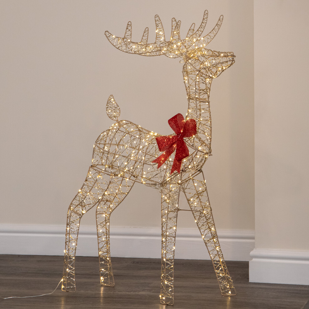 B&Q - 1M Light Up Gold Twist Christmas Standing Reindeer With 300 Warm White Leds - Image 3