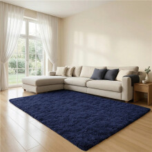 (Navy, 200x290 cm Extra Large Rug) Moonlight Soft Shaggy Rug – Modern Carpet for UK Homes – Trendy Rug Lounge & Bedroom