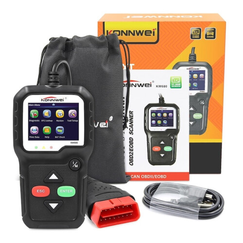 OBD2 Diagnosis KONNWEI KW680, Black, Display Errors + Description, Resets, Live Data, ELM 327 OBDII 1