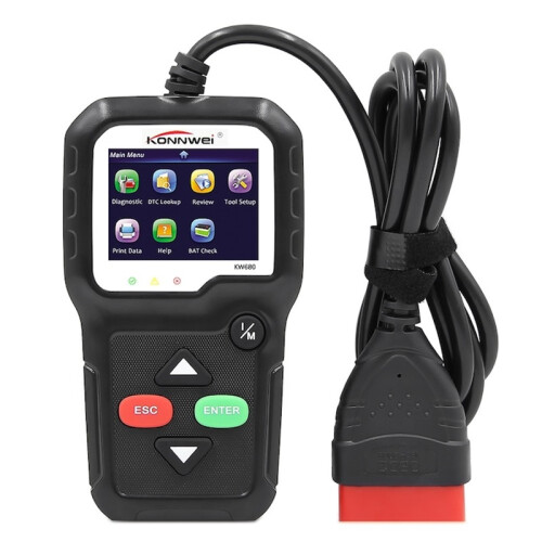 OBD2 Diagnosis KONNWEI KW680, Black, Display Errors + Description, Resets, Live Data, ELM 327 OBDII 2