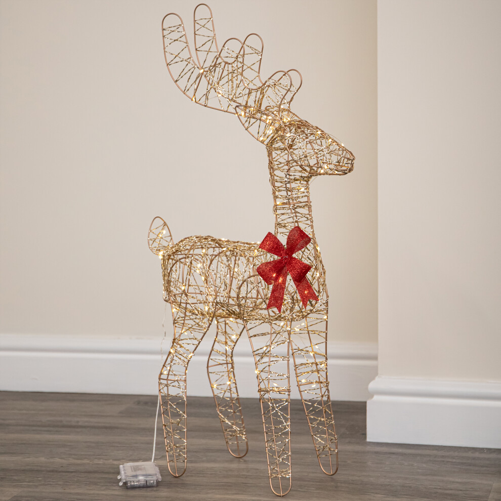 Samuel Alexander 74Cm Battery Powered Light Up Gold Twist Christmas Standing Reindeer With 100 Warm White Leds, Gold - Image 4