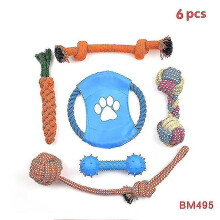 (6pcs BM495) Dog Rope Toys For Aggressive Chewers 4 Pack Dog Chew Toys Set Cotton Rope For Dogs Teething Chewing Playing