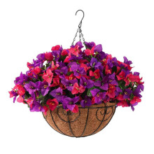 (1pc E) Hanging Artificial Bougainvillea – with Basket – for Indoor Outdoor Decor