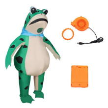 (M, Green) Inflatable Frog Costume for Adults – with Air Blower & Battery Box – for Halloween Cosplay Party