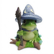 (Blue) Witch Frog Resin Ornament – Magic Wizard – for Halloween Home Fish Tank