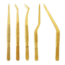 (1 Set, Golden) Kitchen Tweezers Set – 5 Piece Stainless Steel – for Cake Decorating