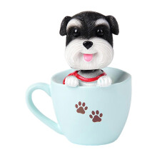 (E) Shaking Head Dog Car Air Freshener – Resin Teddy Schnauzer – for Car Dashboard Desk