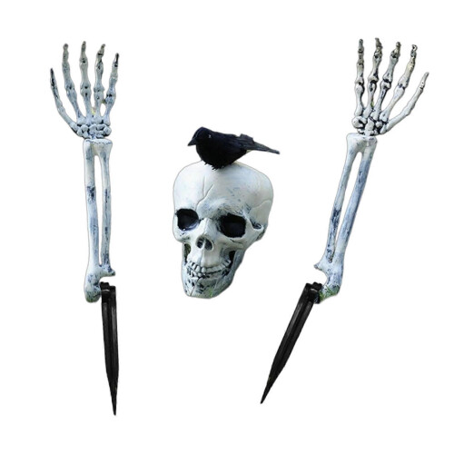 (7) Plastic Skeleton Hand Yard Stake – Realistic Bone Prop – for Haunted House Garden