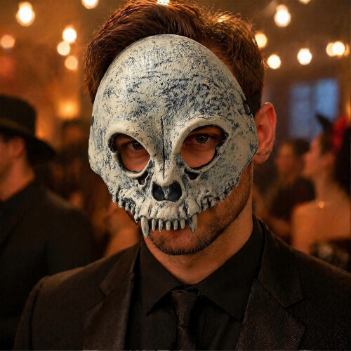 Halloween Skull Half Face Mask – Adjustable Strap – for Men Adults Cosplay 1