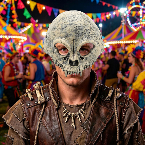 Halloween Skull Half Face Mask – Adjustable Strap – for Men Adults Cosplay 2