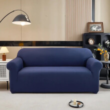 (Navy blue, 1seater(90-140cm)) Simple Stain-Resistant Elastic Sofa Cover, Washable Couch Cover, Antibacterial Anti-Mite, Easy to Remove, No Color