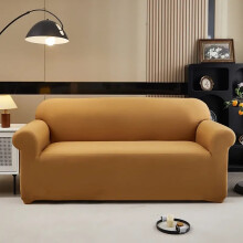 (Fawn brown, 3seater(185-230cm)) Simple Stain-Resistant Elastic Sofa Cover, Washable Couch Cover, Antibacterial Anti-Mite, Easy to Remove, No Color