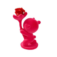 (Rose Red) Bear Ornament with Preserved Rose – for Valentine's Day Gift