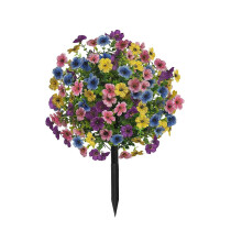 (Multicolor) Artificial Violet Topiary – UV Resistant Fake Plant for Garden Porch