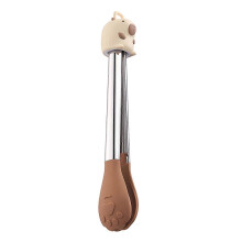 (Brown) Silicone Food Tongs – Heat Resistant Non Slip – for BBQ Salad