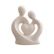 (C) Ceramic Couple Statue – Hugging Lovers Design – for Anniversary Decor