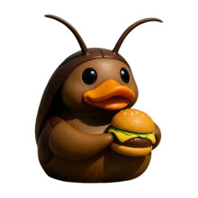 Resin Duck Figurine – Holding Burger Design – for Desktop Car Decor