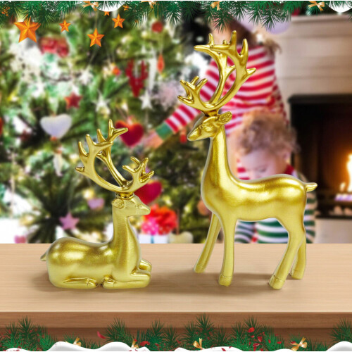 Pcs Red Standing Reindeer Decorations Compatible Tabletop_Birthday Gift 1