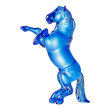 (Blue) Faux Crystal Horse Statue – Clear Collectible – for Office Desk Decor