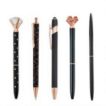 (5pcs, Black) 5PCS Metal Diamond Ballpoint Pens – Sparkling Rhinestone – for Kids Adults Stationery