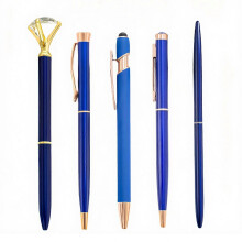 (5pcs, Dark Blue) 5PCS Metal Diamond Ballpoint Pens – Sparkling Rhinestone – for Kids Adults Stationery