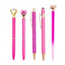 (5pcs, Rose Red) 5PCS Metal Diamond Ballpoint Pens – Sparkling Rhinestone – for Kids Adults Stationery