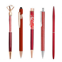 (5pcs, Red) 5PCS Metal Diamond Ballpoint Pens – Sparkling Rhinestone – for Kids Adults Stationery