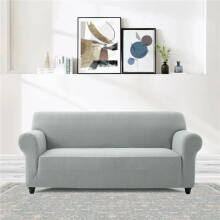 (Light Grey, 3 Seater) Kensington Homeware Spandex Sofa Protector – Soft & Stretchable | Anti-Slip & Washable | Pet & Kid Friendly | Fits 1/2/3