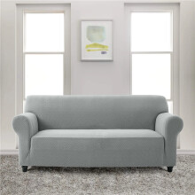(Grey, 3 Seater) Spandex Sofa Cover - All-Round Elastic Fit Couch Covers for Living Room, Soft Washable Furniture