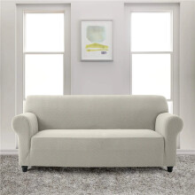 (Beige, 2 Seater) Spandex Sofa Cover - All-Round Elastic Fit Couch Covers for Living Room, Soft Washable Furniture