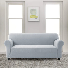 (Light Grey, 4 Seater) Spandex Sofa Cover - All-Round Elastic Fit Couch Covers for Living Room, Soft Washable Furniture