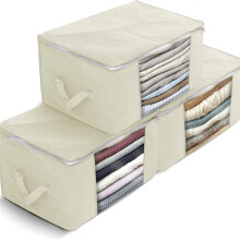 (Beige) delka Storage Bags Organiser for Large Capacity Clothes Storage, Space saving for Duvets, Bedding, Blankets,