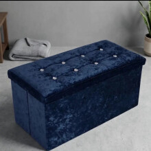 (Navy blue) Storage Ottoman - Home Organizer for Clothes, Toys, and More