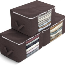 (Brown) delka Storage Bags Organiser for Large Capacity Clothes Storage, Space saving for Duvets, Bedding, Blankets,